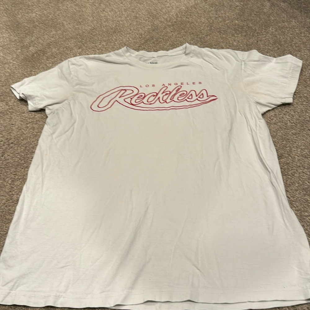 YR Los Angeles Reckless Tshirt Tee White Men Sz Large